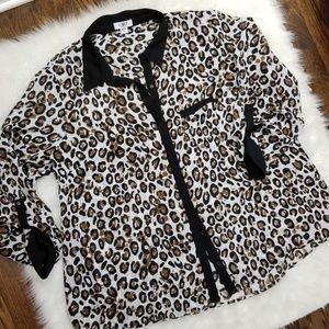 Cato Women's Plus 22/24w Sheer Animal Print Blouse